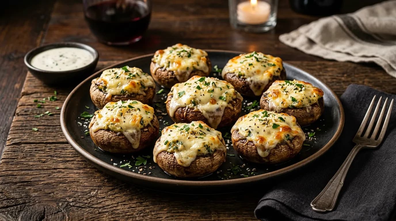 White Cheddar Stuffed Mushrooms - Parmesan Crusted Favorites at LongHorn Steakhouse